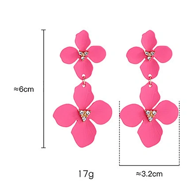 925 silver needle pink girl instagram artistic flower diamond studs female earrings