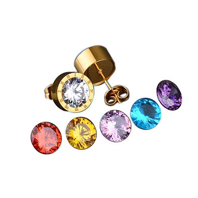 Color changeable stone gold plated stainless steel earrings bijoux women 925