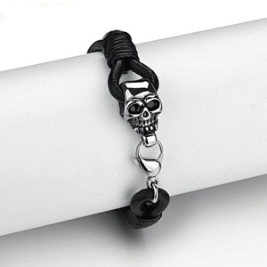 2019 fashion new trends men stainless steel leather bracelet