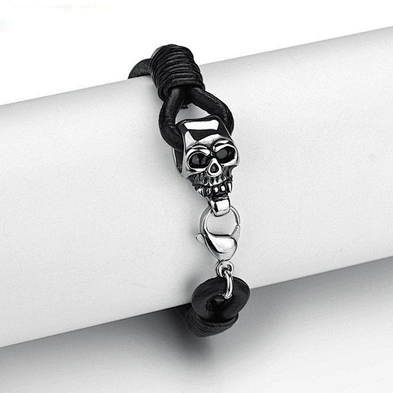 2019 fashion new trends men stainless steel leather bracelet