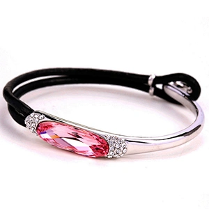 Modern fashion silver branded leather bracelet