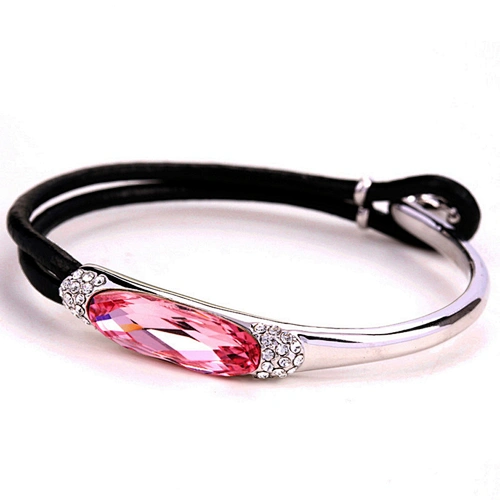 Modern fashion silver branded leather bracelet