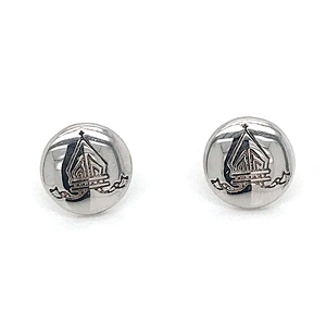 Custom design round joker engraved stud silver earrings men