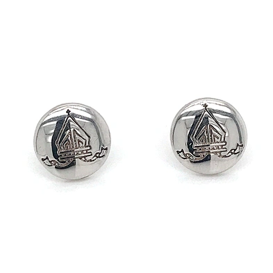 Custom design round joker engraved stud silver earrings men
