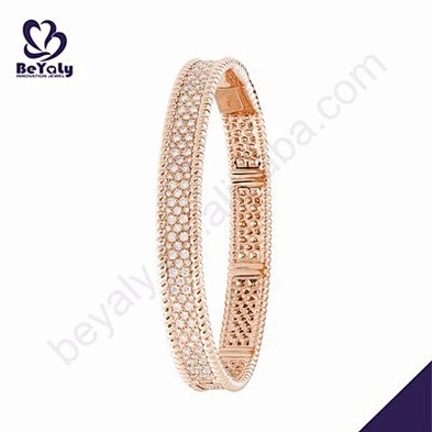Rose gold color cubic stone silver jewelry bracelet set