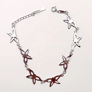 Fashion silver cz butterfly charm bracelet