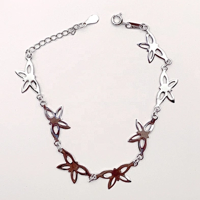 Fashion silver cz butterfly charm bracelet