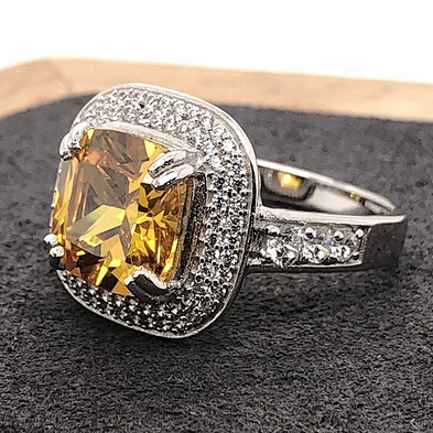 Noble style citrine fashion 925 sterling silver gemstone rings