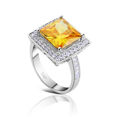 Fancy yellow topaz design square silver bulk rings
