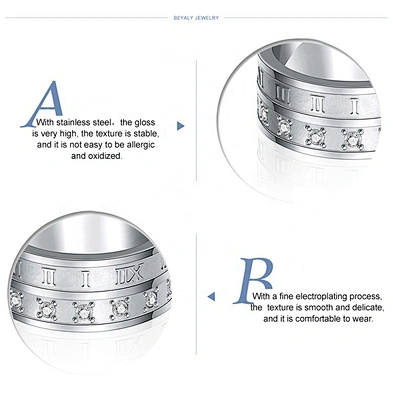 Mirror polished cz stainless steel band boys finger rings