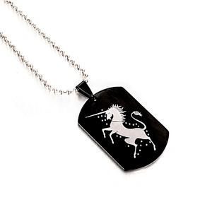 Custom stainless steel chain men unicorn pendant necklace jewelry