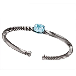 Micro pave stretch bracelet tube with natural stone