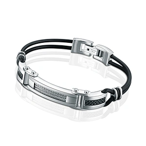 High quality black nylon rope stainless steel cable bracelet