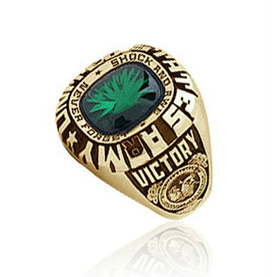 Green enamel United State replica military band ring