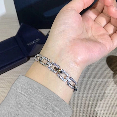 Mexican women pure white gold chain bracelet model