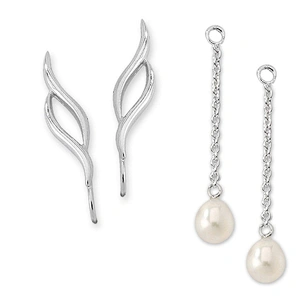 Cute girls silver latest double studs bali pearl jewelry