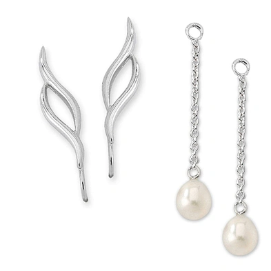 Cute girls silver latest double studs bali pearl jewelry