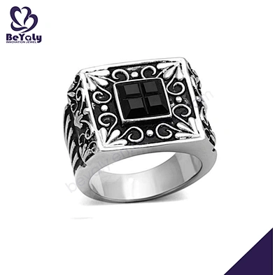 Fashion fleur de lis engraved wholesale titanium ring maori