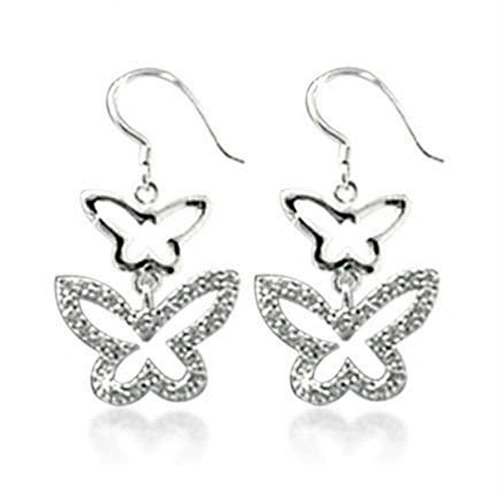 Graceful women butterfly shape sterling silver earrings hong kong