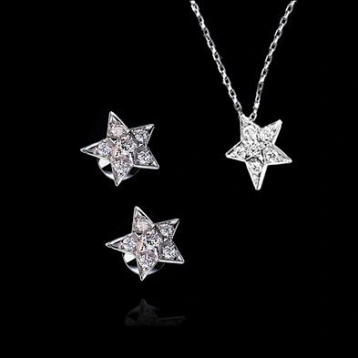 Beauty silver shiny star accessories necklace earring bracelet
