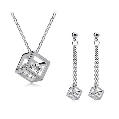 Fancy ladies costume rhinestone cube 22k gold jewelry set