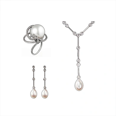 Fashion simple pearl necklace silver bridal jewellery sets