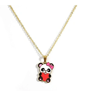 Fashion china stainless steel enamel cute panda shape jewelry set