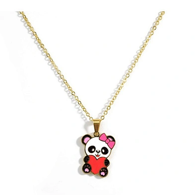 Fashion china stainless steel enamel cute panda shape jewelry set