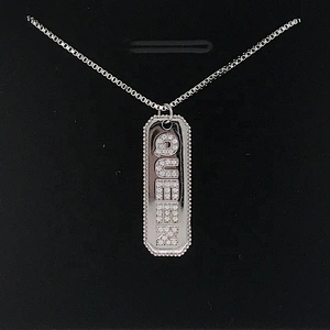 New Fashion Cz Filled Queen Design Nameplate 925 Silver Alphabet Necklace