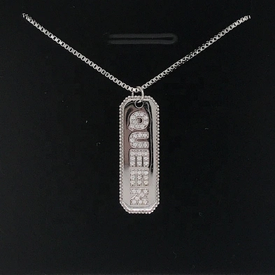 New Fashion Cz Filled Queen Design Nameplate 925 Silver Alphabet Necklace