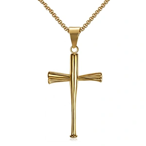 United States hot personality stainless steel fashion baseball cross design pendant for men