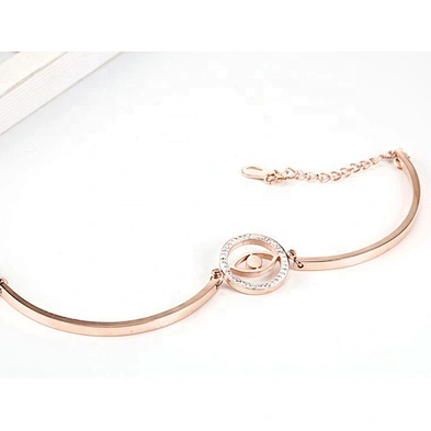 Girls simple fashion stainless steel rose gold bracelet, 18k gold devil's eye bracelet