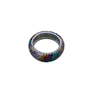 Ingenious Female Lovely Full Filled 14 Colors Stone Silver Wedding Ring