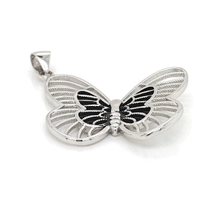 925 Sterling Silver Cz Charm Pendant, White Gold Butterfly Crystal Beads Necklace Pendant, Diamond Butterfly Necklace