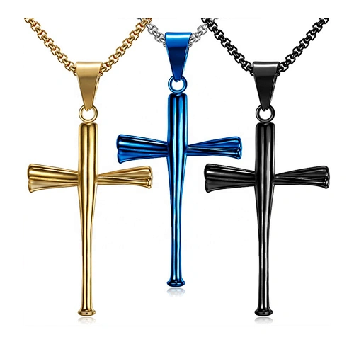 United States hot personality stainless steel fashion baseball cross design pendant for men