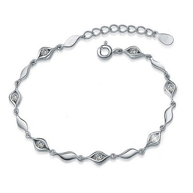 Pure solid sterling silver charm bangle nail bracelet for ladies