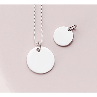 Custom Name Engravable Blank Charms Silver Round Blank Pendants