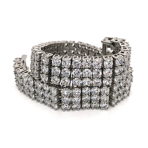 Custom design stainless steel three layered full stone tennis bracelets wholesale