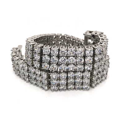 Custom design stainless steel three layered full stone tennis bracelets wholesale