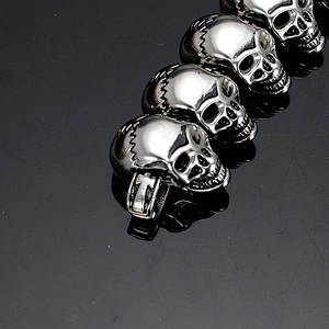 without stone bead skull bracelet stainless steel, skull beaded bracelet