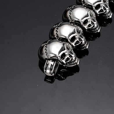 without stone bead skull bracelet stainless steel, skull beaded bracelet