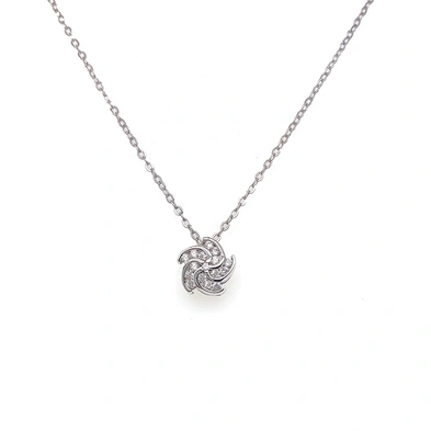 Anniversary Gift Cubic Zirconia Swirl Flower Shape Pendant Necklace Love