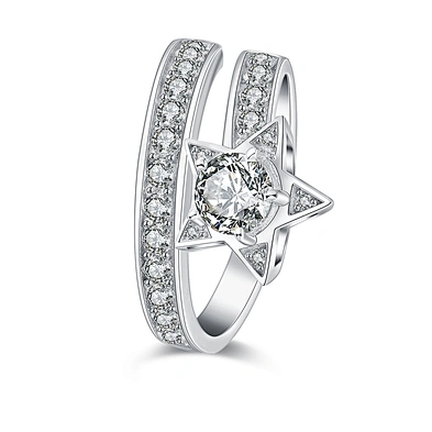 Adjustable Gemstone Engagement Wedding 925 Sterling Silver Platinum Ring Price