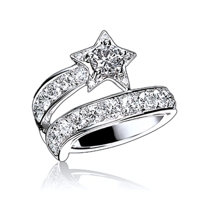 Refined star shape design cz silver handcuff rings