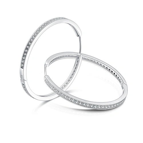 2019 latest model cz inlaid silver fashion hoop earrings