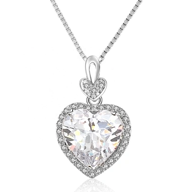 Cheap cz silver simple heart green zircon mom necklace