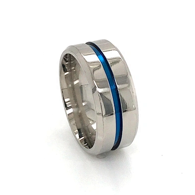 Hot style stainless steel jewelry titanium ring blue band wholesale 8mm men's ring