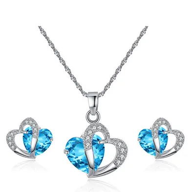 Fantasy women's wedding heart stone jewellery multi colored crystal necklace