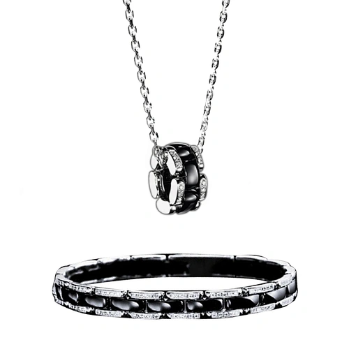 Black design wholesale silver necklace and bracelet set