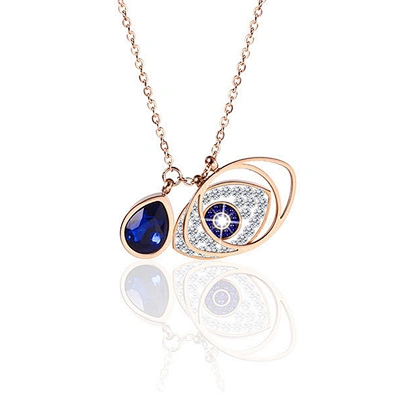 Small Third Eye Necklace, Cz Mini Tiny Teardrop Blue Evil Eye 925 Necklace